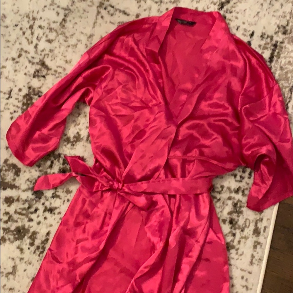 Hot pink silky robe